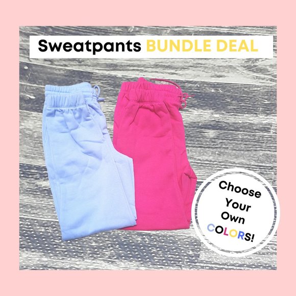 COLORFUL SWEATPANTS BUNDLE,2PACK Thick Baggy Sweatpants w/ Elastic Squeeze Ankle - Picture 1 of 15